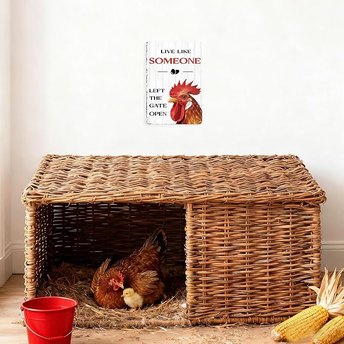 Chicken Kitchen Decor Funny Chicken Gifts Kitchen Wall Decor Farmhouse Country Garden Sign For Yard Home Hen House 8×12 Tin Sign