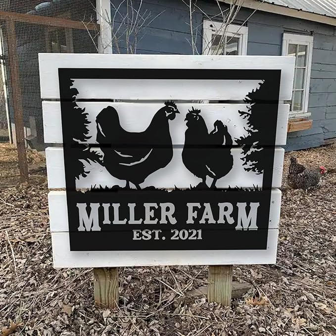 Personalized Chicken Coop Metal Sign Custom Hen House Nameplate Rustic Farmhouse Barnyard Wall Art Backyard Poultry Plaque Outdoor Homestead Decor Gifts for Farmers Chicken Lovers Homesteaders