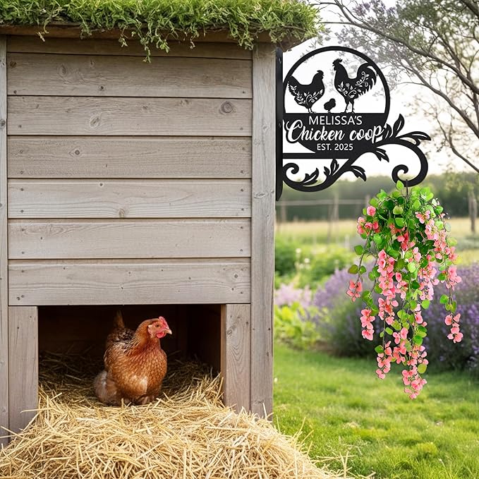 Personalized Chicken Coop Metal Hooks, Custom Hen & Rooster Farm Sign, Rustic Garden Hanging Hook for Plants & Baskets, Chicken Coop Accessories, Gift for Chicken Lovers