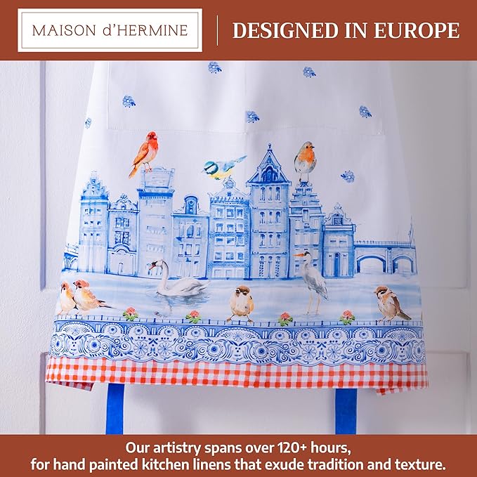 Maison d' Hermine 100% Cotton Apron for women with Pocket Kitchen Chef Apron for Men Cooking Easter Decorations