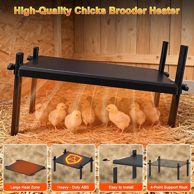 15" x 12.6" Large Chicks Brooder Heater for 20 Chicks - 49W Height & Angle Adjustable Chick Brooder Heating Plate, Constant Temperature Brooder Plate for Chicks, Ducklings & Quails