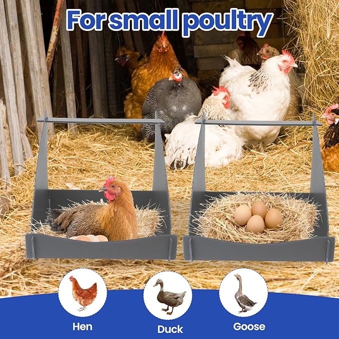 4 Pack Nesting Boxes for Chickens, Chicken Nesting Box for Laying Eggs, Durable Chicken Laying Nest Box for Hens, Ducks and Poultry, Gray