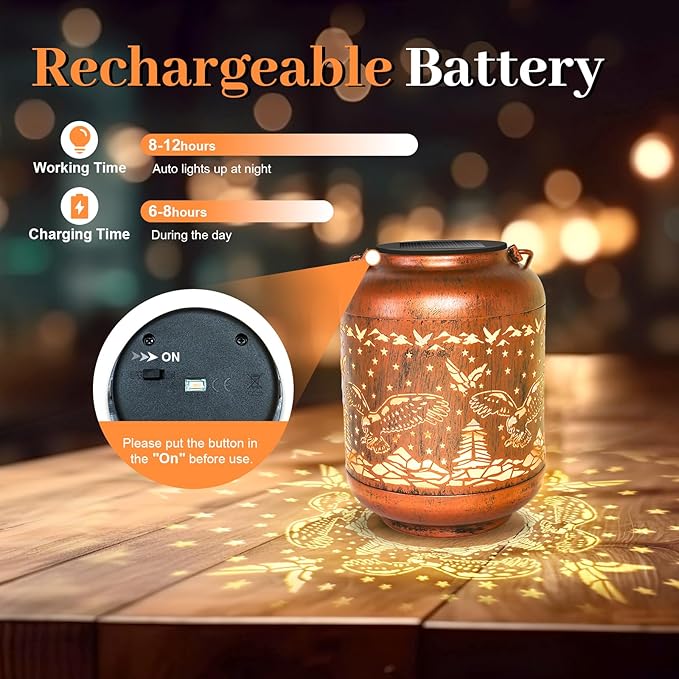 Eagle Solar Lanterns Outdoor Waterproof Eagle Birthday Gifts for Women Mom Grandma Hanging Metal Solar Lights Garden Ornament Outside for Yard, Patio Decor