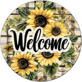 Welcome Sunflower Metal Tin Sign Vintage Round Sign Aluminum Sign for Cafe Kitchen Porch Window Home Wall Decor 8 Inch