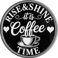 AWISZZZ Coffee Time Metal Sign 8x8in Round Vintage Plaque for Kitchen Office Wall Decor Morning Gift
