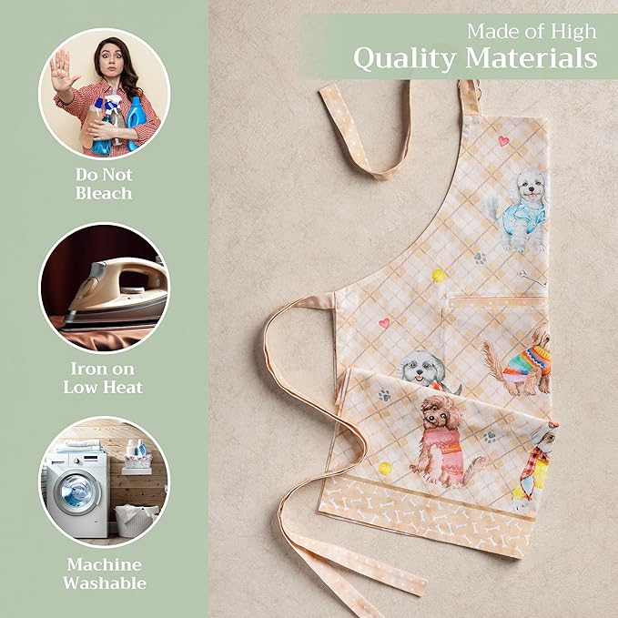Maison d' Hermine 100% Cotton Apron for women with Pocket Kitchen Chef Apron for Men Cooking Easter Decorations