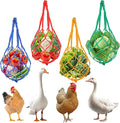 4Pcs Hanging Chicken Net Feeder, Chicken Treat Dispenser, Chicken-Treat Nets for Poultry, Hens, Duck (Green, Yellow, Red, Blue)