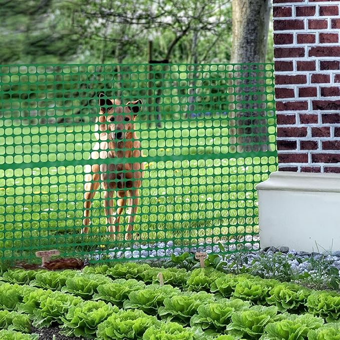 Ohuhu Plastic Garden Fence Safety Fence, 4'x100'/15LB Heavy Duty Reusable Netting Plastic Mesh Fence Roll, Temporary Fencing for Animal Barrier Pool Fence Snow Fencing for Poultry Rabbits Chicken Dogs