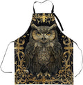 Elegant Owl Apron,Adjustable Waterproof Oxford Fabric Kitchen Apron with 2 Pockets for Men and Women, Cooking, Baking, BBQ, Coffee Shop, Housewarming Gifts, 28x33 Inches