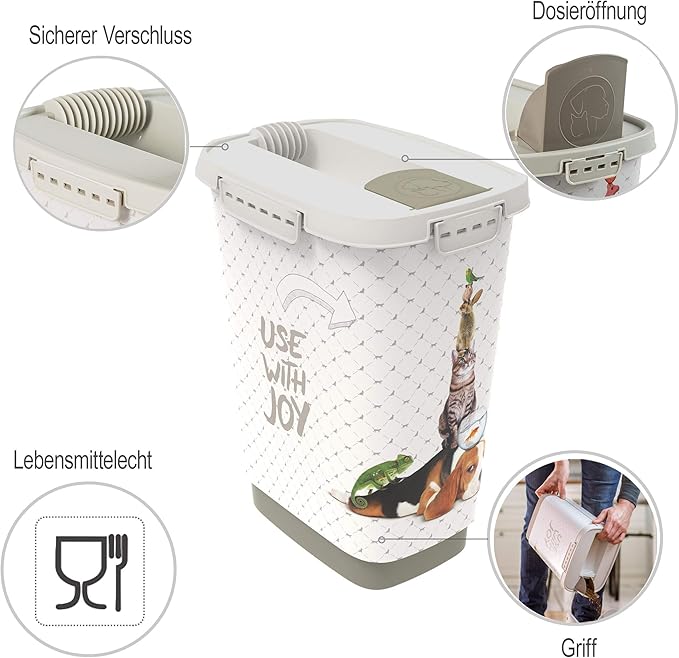 Rotho, Cody, Animal Feed Container 10 l, Plastic (PP) BPA Anthracite/White, 10l (24,3 x 17,9 x 32,2 cm)