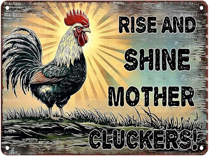 Funny Chicken Coop Sign Welcome to Our Coop Metal Farmhouse Wall Art Vintage Tin Novelty Decor for Hen House 8x12 Inch Gift 12X16Inch