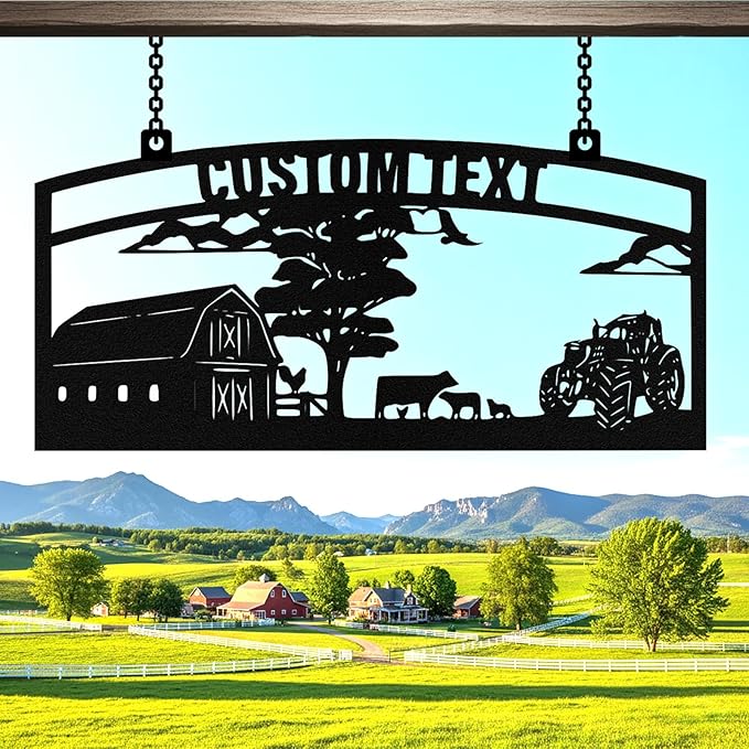 Personalized Metal Farm Signs, Custom Ranch Sign, Customized Farm Metal Signs Outdoor, Custom Large Hanging Family Name Sign for Farms, Ranch, Barn, Farmhouse