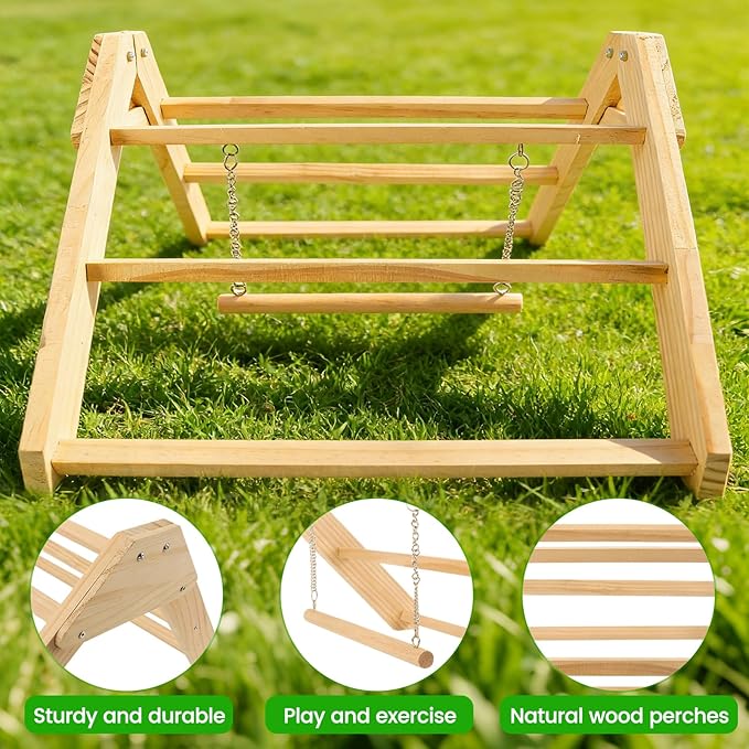 Chick Perch with Wooden Swing, Chick Roosting Bar Coop for Brooder, Chick Wooden Roosting Bar, Training Chicken Perch Fun Chicken Toys for Baby Chicks, Parakeets, Parrots