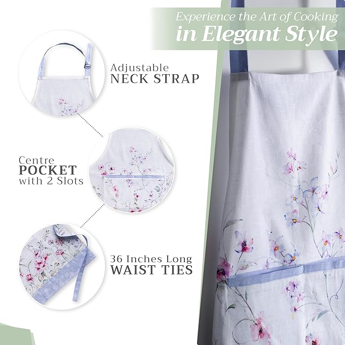 Maison d' Hermine 100% Cotton Apron for women with Pocket Kitchen Chef Apron for Men Cooking Easter Decorations
