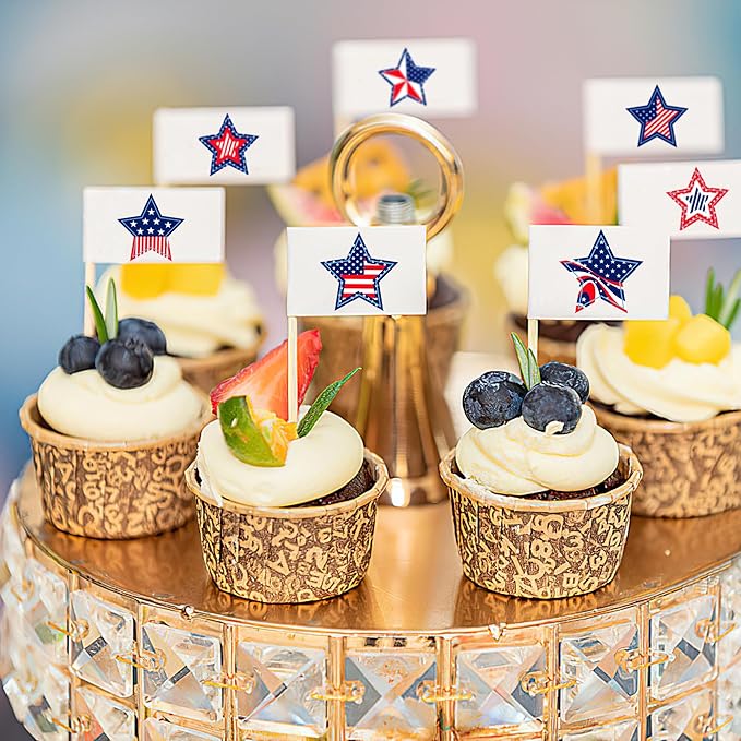 Patriotic Stickers 500 Pcs, 1.5" Memorial Day Stickers, 4th of July Stars Label (Blue)