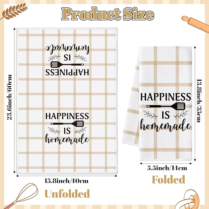 GROBRO7 Sweet Home Hand Towel - 6Pcs Funny Happiness is Homemade Kitchen Dish Towels Set Soft Polyester Towels Bathroom Farmhouse Decor for Home Dining Room Decor, Housewarming Gift for Hostess