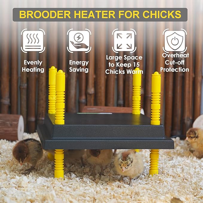 Chick Brooder Heating Plate, 10" x 10" Brooder Heater for Chicks with Adjustable Heights