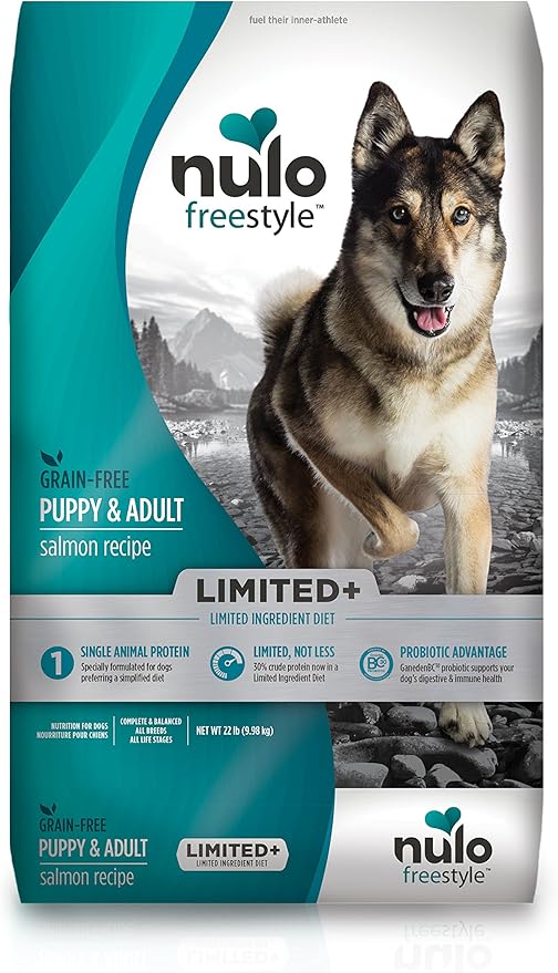 Nulo Puppy & Adult Freestyle Limited Plus Dry Dog Food: All Natural Limited Ingredient Diet for Digestive & Immune Health - Allergy Sensitive Non GMO (Salmon Recipe - 22 lb Bag)