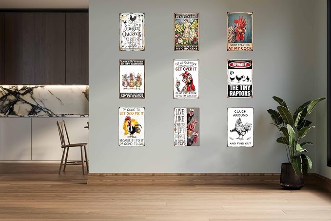 Funny Chicken Coop Signs I Just Want To Work In My Garden And Hang Out With My Chickens Tin Signs for Home Farmhouse Garden Decor 8x12 in