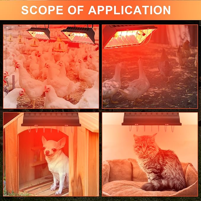 Honoson 4 Pcs Chicken Coop Heater Brooder Heater with Heat Lamp Radiant Chicken Coop Accessories Heat Warmer for Chick Pet Dog Cat(Square)