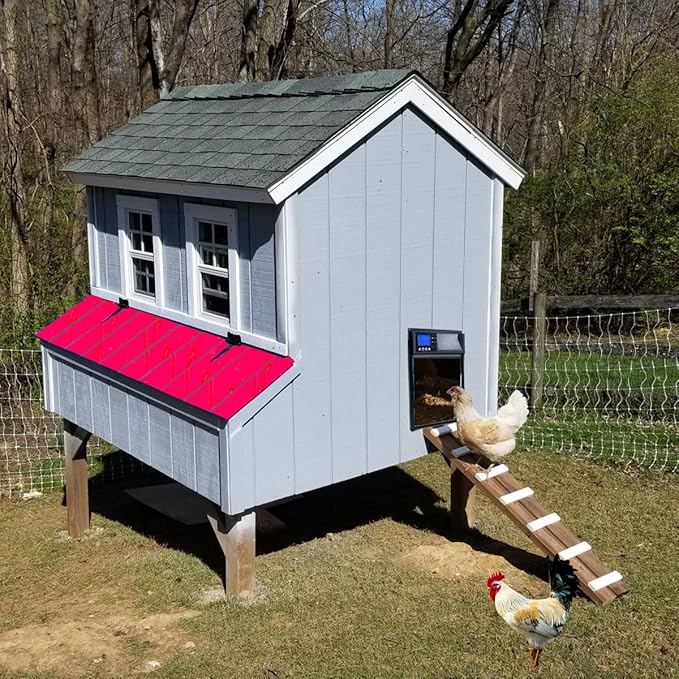 SolarGuard Automatic Chicken Coop Door – Aluminum Alloy Solar-Powered Door with LCD Display, Weatherproof Design, Anti-Pinch Safety, 4 Operation Modes, and Battery Backup for Hens, Ducks, Poultry