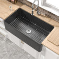 Extra Large Black Farmhouse Sink 36 x 20 Inch, MIN. Base Cabinet Size: 24"Dx39"W, Firecaly Apron Front Undermount Farm Sink Deep Single Bowl for Kitchen, w Accessories 2 Types