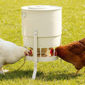 KOL Chicken Feeder No Waste for Coop & Outdoors, 16 Port 50lbs Poultry Feeder with Spill-Control Design, Rust-Proof Powder Coated Metal & Smooth Safe Edges (Jade White)