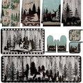 10 Pcs Farmhouse Kitchen Decor Set Dish Towels Kitchen Rugs Oven Mitts and Pot Holders for Cooking Baking Grilling Women Mom Daughter Gift (Brown,Green,Forest)