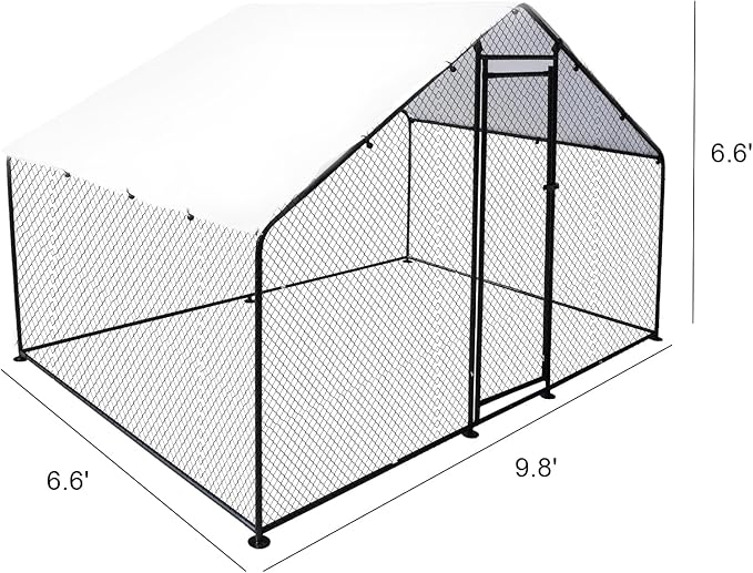 6.6'L x 9.8'W x 6.6'H Walk-in Chicken Coop Outdoor,Chicken Run, Poultry Cage Chicken Pen House, Rabbits Habitat Cage with Waterproof and Anti-Ultraviolet Cover