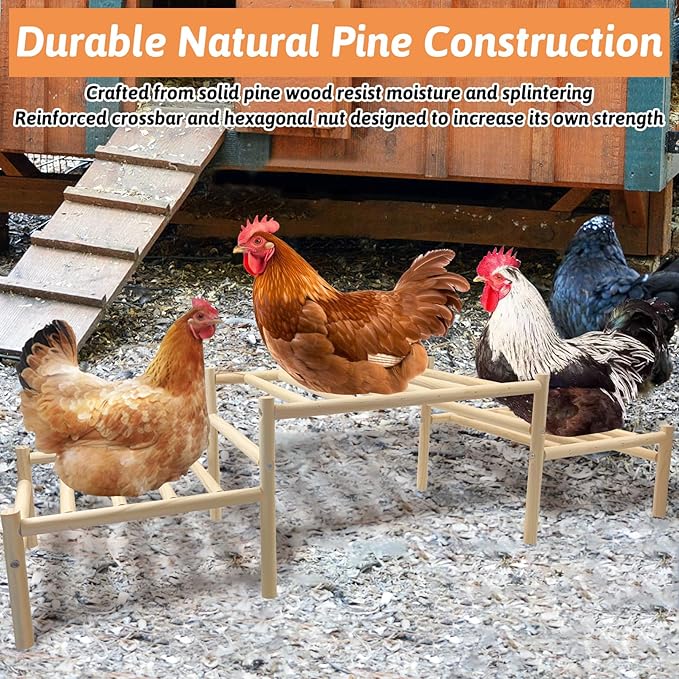 Hamiledyi Climbable Chicken Roosting Perch for Coop - Natural Wood Poultry Perch with Exercise & Playground Design, Durable Climbing Perch for Hens to Play and Stay Healthy