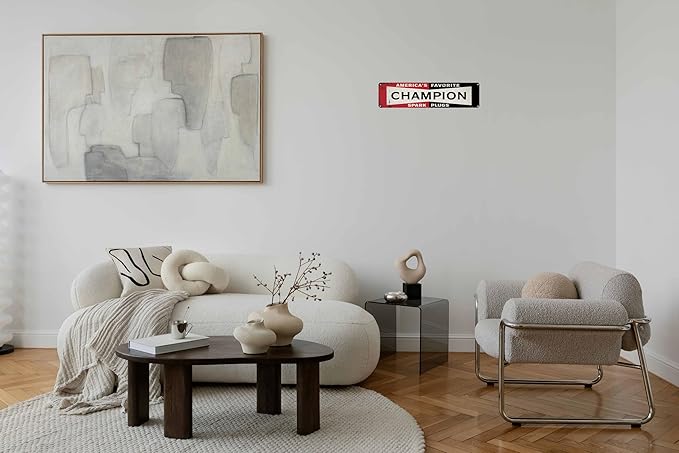 Champion Metal Sign 4x16in Motivational Retro Plaque for Gym Office Bedroom Home Decor Wall Art Cool Room
