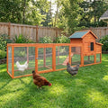122" Large Wooden Chicken Coop with Run - Outdoor Hen House for 4-6 Chickens, Poultry Habitat Supplies with Chicken Nesting Box, Covered Chicken Enclosure & Big Chicken Coop Kits