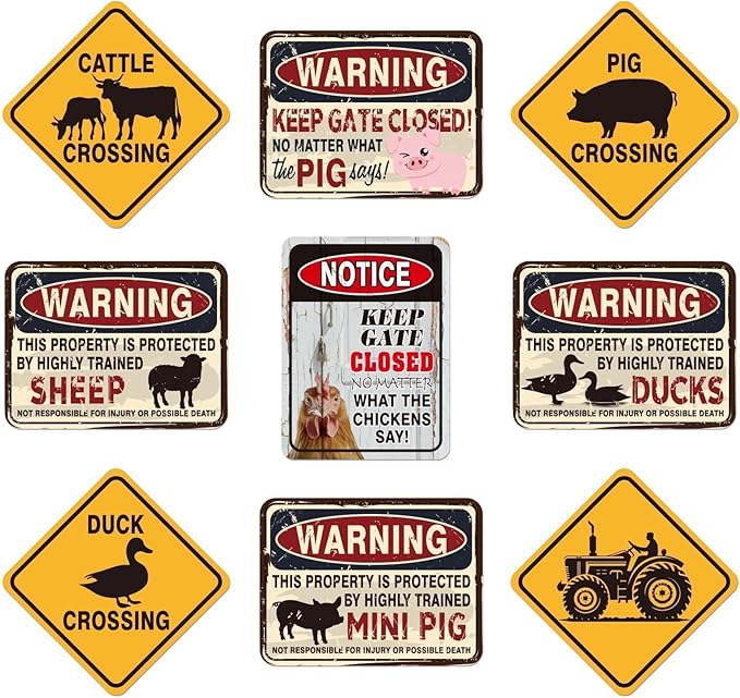 WERNNSAl 9 PCS Farm Birthday Party Decorations - Farm Animal Party Decorations for Boys Kids Barnyar Birthday Supplies Duck Chicken Sign Posters for Home Yard Garden Wall Decor