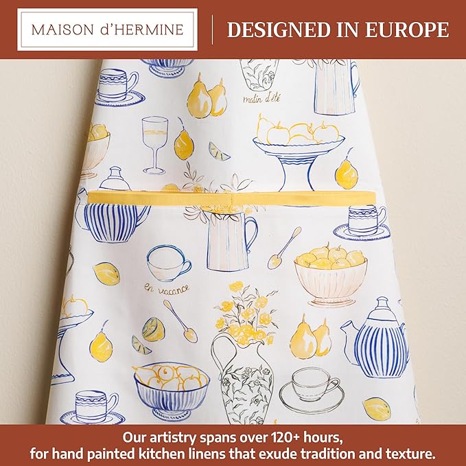 Maison d' Hermine 100% Cotton Apron for women with Pocket Kitchen Chef Apron for Men Cooking Easter Decorations