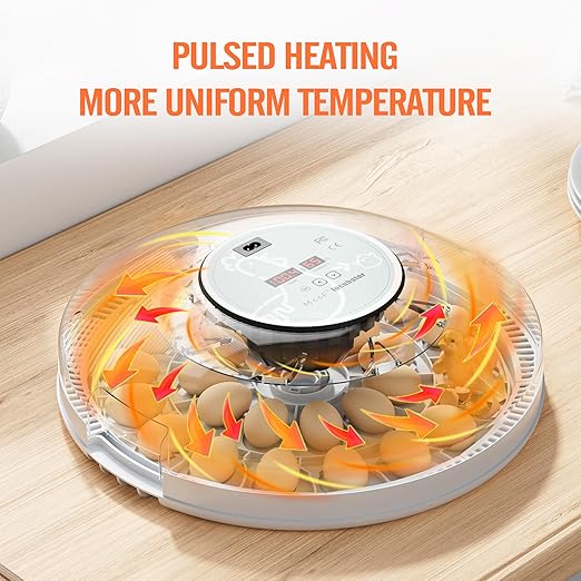 MeeF Egg Incubator for Hatching 28 Eggs, Auto Flip, Independent Atomizing Humidifier, with Duck and Goose Egg Trays (White)