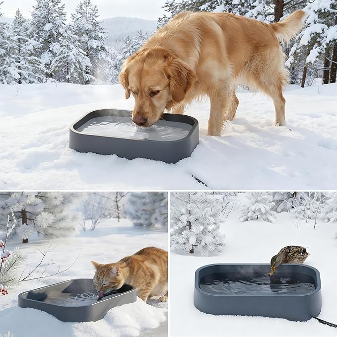Heated Water Bowl, 5.5L/1.45Gal Extra Large Winter Freeze Proof Pet Heated Water Bowl with Anti Chewy Long Cord, BPA-Free, for Dog Cats Rabbit Chicken Duck Squirrel Animals Outside Heated Water Bucket