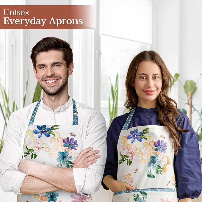 Maison d' Hermine 100% Cotton Apron for women with Pocket Kitchen Chef Apron for Men Cooking Easter Decorations