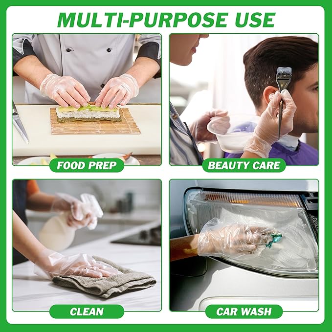 BYMORE Disposable Plastic Gloves Bulk, Clear Food Handling Service Gloves for Kitchen Food Prep Food Service Food Handling