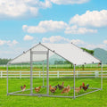 VIVIJASON Large Metal Chicken Coop Outdoor Walk-in Poultry Cage Hen Run House Rabbits Habitat Cages Spire Shaped Coop with Waterproof and Anti-UV Cover for Yard Farm (6.56' L x 9.84' W x 6.56' H)
