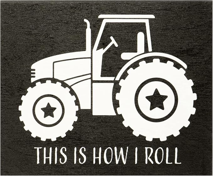 JennyGems This is How I Roll Tractor Wooden Sign, Funny Farmer Gifts, Farmhouse Decor, Tractor Gifts and Accessories, Made in USA