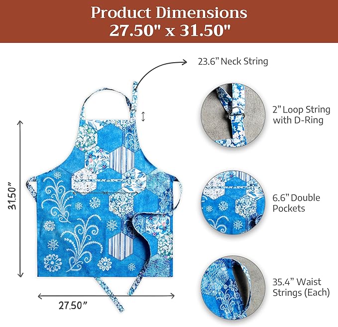 Maison d' Hermine 100% Cotton Apron for women with Pocket Kitchen Chef Apron for Men Cooking Easter Decorations