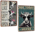 2 Pack Vintage Cow Decor Sign Funny Christmas Cow Decor Tin Signs for Home Farm Fence Bathroom Bedroom Wall Garden Decor 8 x 12 Inches