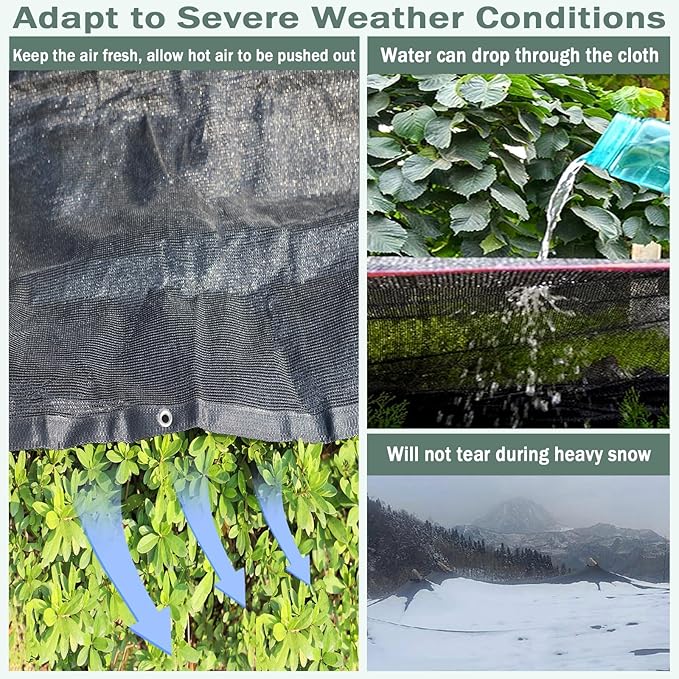 90% Heavy Duty Shade Mesh Tarp Shade Cloth Taped Edge with Grommets - for Outdoor Plant Cover,Patio,Tomatoes Barn Kennel,Greenhouse (Black, 12 ft X 16 ft)