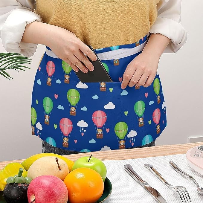 Short 3 Pockets Waist Waiter Waitress Half Apron Waterproof Chef Aprons