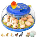 Incubators for Hatching Eggs, 18 Eggs Incubator with Automatic Egg Turning and Temperature & Humidity Control, 360° Full Viewing Eggs Candler for Hatching Chicken, Duck, Quail, Goose, Parrot