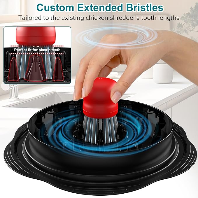 Mini Dish Brush for Cleaning Chicken Shredder, Palm Brush Dish Scrubber with Ergonomic Grip, Kitchen Brush for Washing Dishes, Pans, Pots, Sink (2, Red)