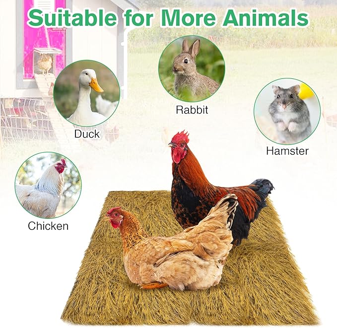 Hamiledyi 4 Pcs Chicken Nesting Pads Artificial Grass Rug Carpet Synthetic Turf Mat 12"x12" Washable Chicken Coop Bedding Laying Garden Lawn Indoor/Outdoor Bedding for Chicken Hen Small Pets(Brown)