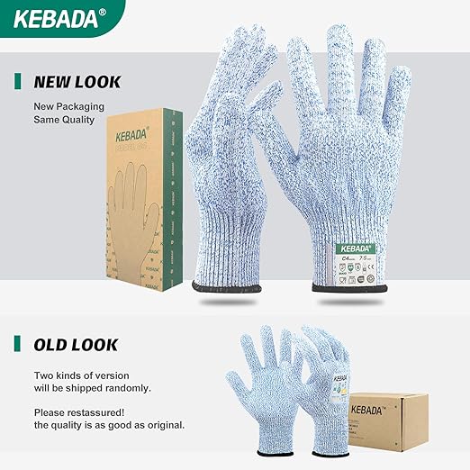Kebada Cut Resistant Gloves, Food Grade Cut Proof Gloves for Kitchen, ANSI A4 Safety Protection, Ideal for Chef's Work, Medium (3 Pairs)
