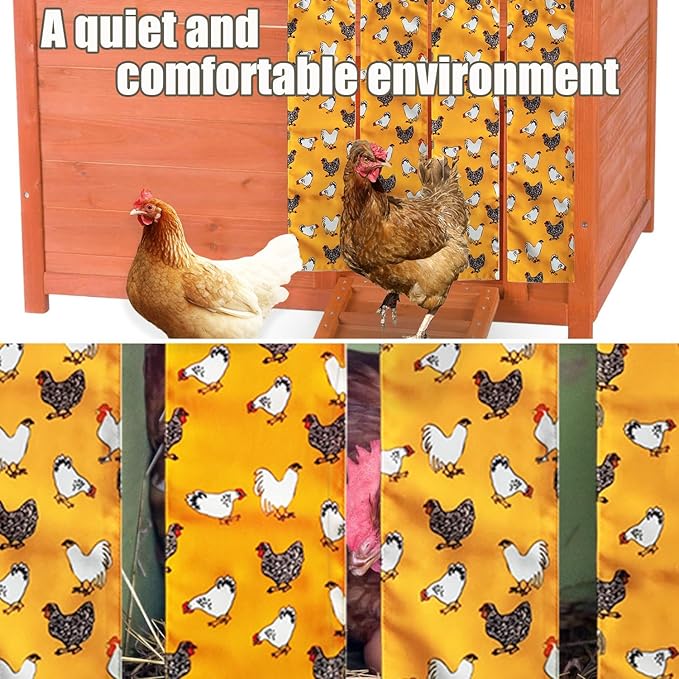 MOMWOW Chicken Nest Box Curtains - Home Partition Curtain for Laying Eggs - Wind, Rain, Light Protection - Prevent Disturbance - Easy Button Closure (Yellow)