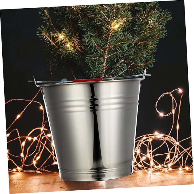 1pc Utility Bucket Stainless Steel Folding Lid Milk and Water Storage Household Use